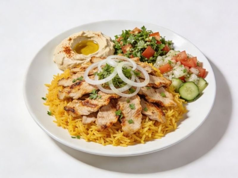 Chicken shawarma rice platter