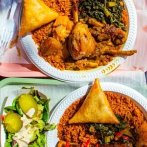 Senegalese jollof rice platter