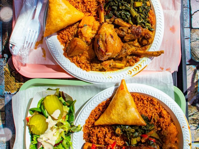 Senegalese jollof rice platter