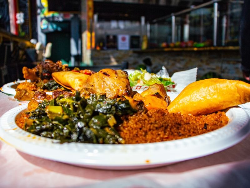 Chicken Yassa stew platter with rice